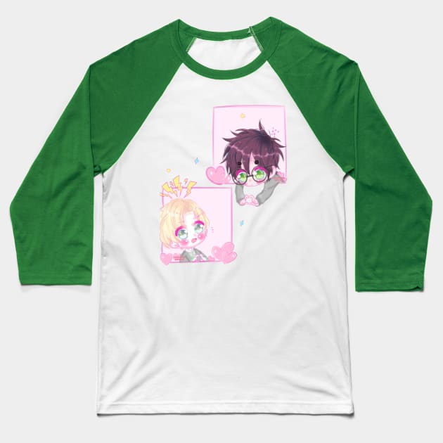 Chibi Drarry - Hearts Baseball T-Shirt by cremebunny